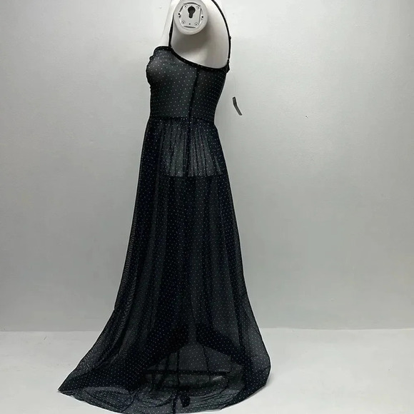 Free People Intimately Madeline Slip Dress Sheer Polka Dot New Navy Size Small - Picture 10 of 10